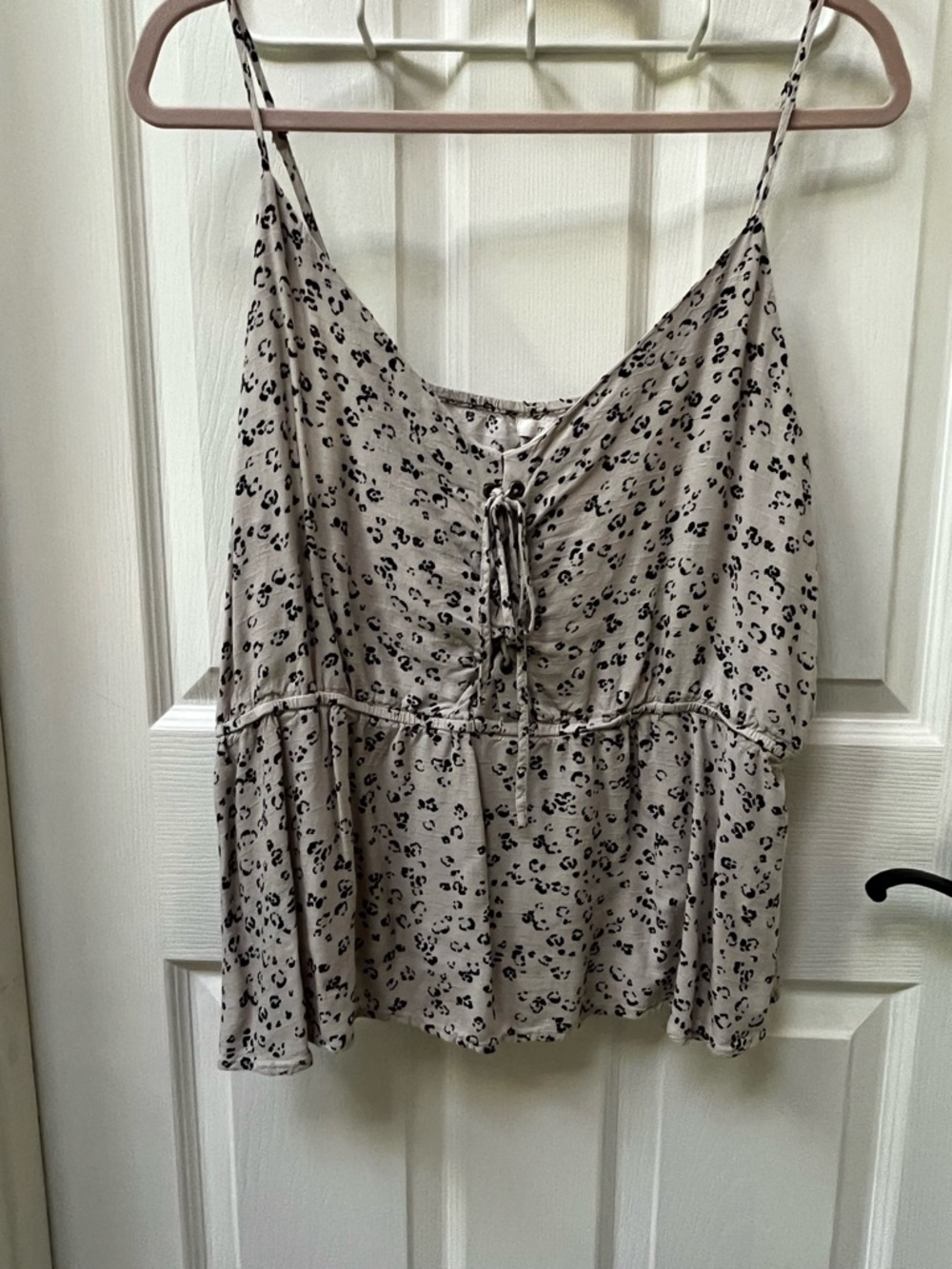 Maurices XXL Leopard Print Lace-Up Camisole Tank Top Adjustable Straps
